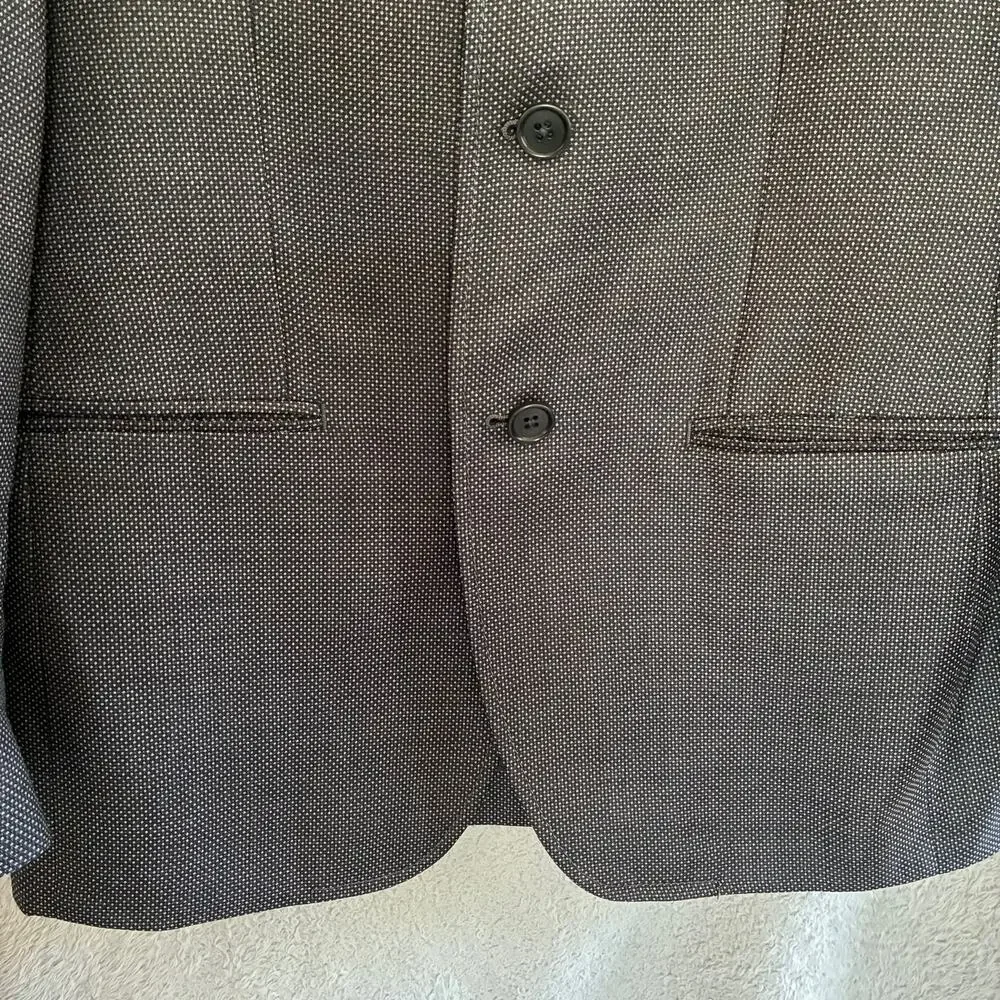 John Varvatos‎ USA Blazer Sport Coat 38R Wool Polka Dot Black Gray Half Lined